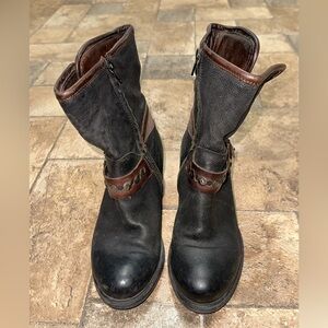 Arnold Churgin Black Leather Ankle Boots Studded Strap EU 37